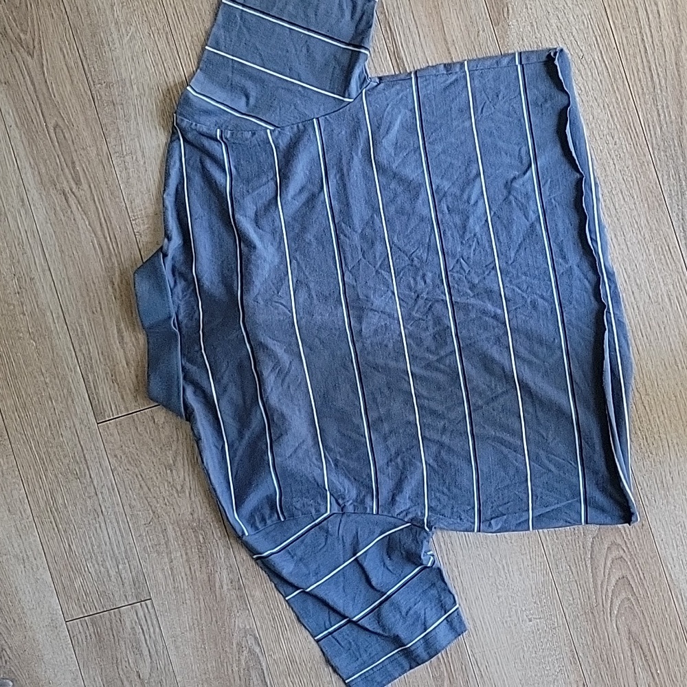 Preppy cut off collard shirt 👕 blue L XL - Picture 7 of 8